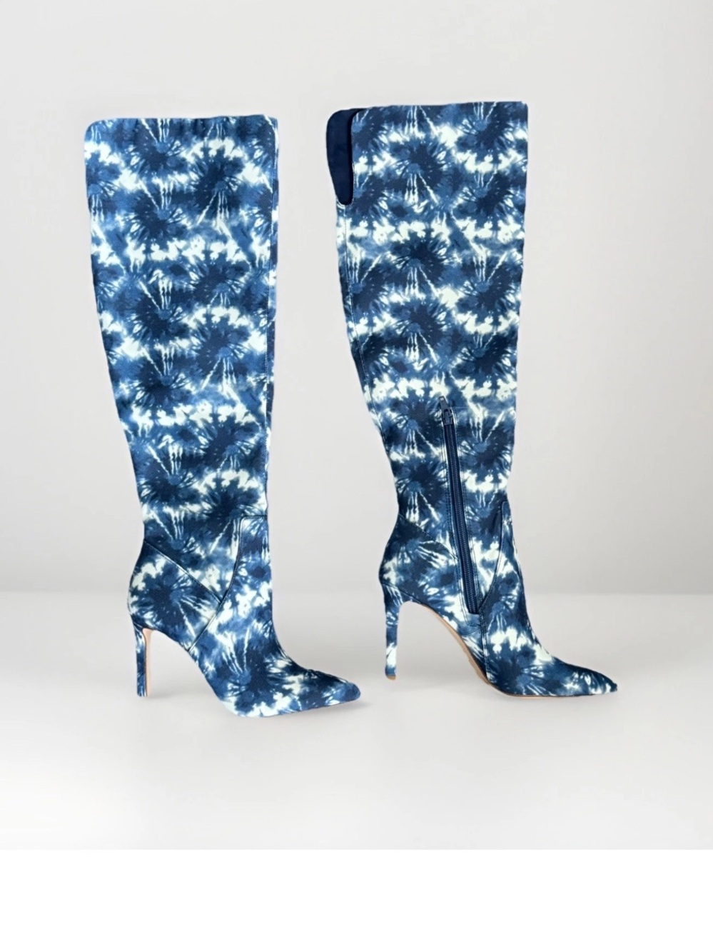 Gianni Bini Zenner Blue Tie-Dye Knee High Stiletto Boots NWOB Sz 6